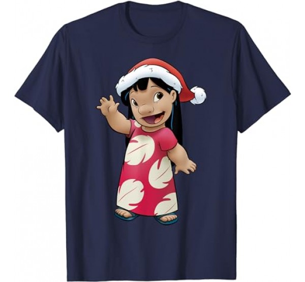 Disney Lilo Stitch Christmas Lilo Santa Hat Portrait T-Shirt Disney Lilo Stitch Christmas Lilo Santa Hat Portrait T-Shirt